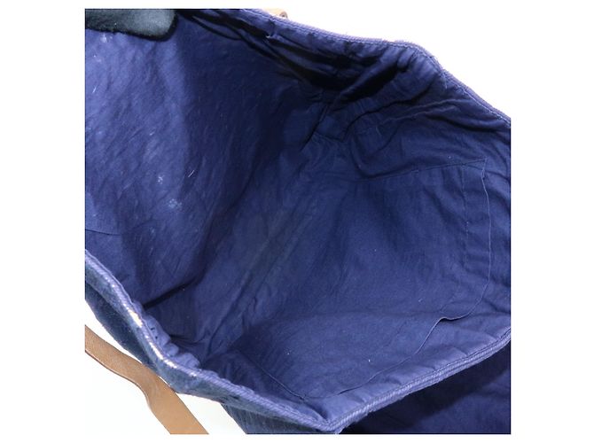 Hermès HERMES Amedaba Cabas de Poche Cotton Canvas Leather Tote Bag Navy - Ansicht 21