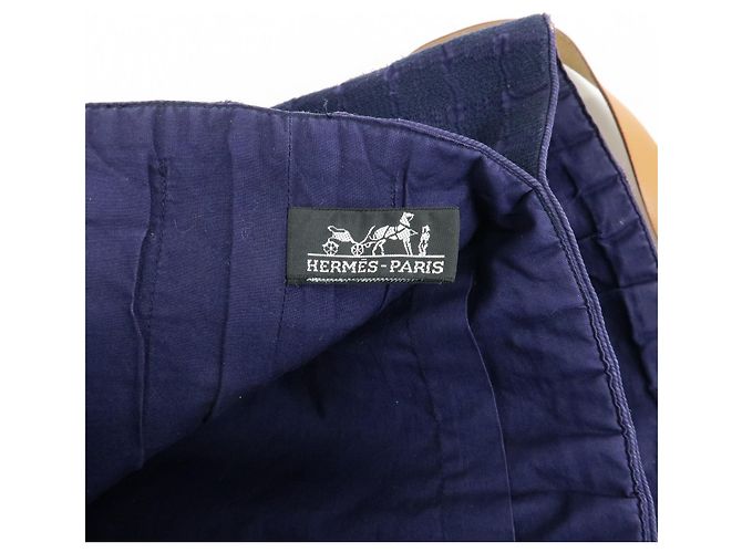 Hermès HERMES Amedaba Cabas de Poche Cotton Canvas Leather Tote Bag Navy - Ansicht 24
