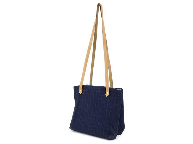 Hermès HERMES Amedaba Cabas de Poche Cotton Canvas Leather Tote Bag Navy - Ansicht 3
