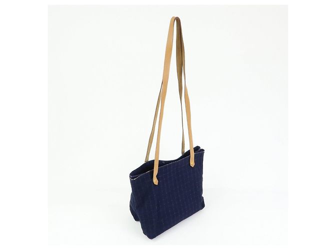 Hermès HERMES Amedaba Cabas de Poche Cotton Canvas Leather Tote Bag Navy - Ansicht 4