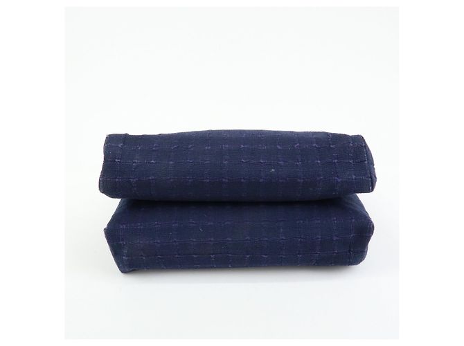 Hermès HERMES Amedaba Cabas de Poche Cotton Canvas Leather Tote Bag Navy - Ansicht 5