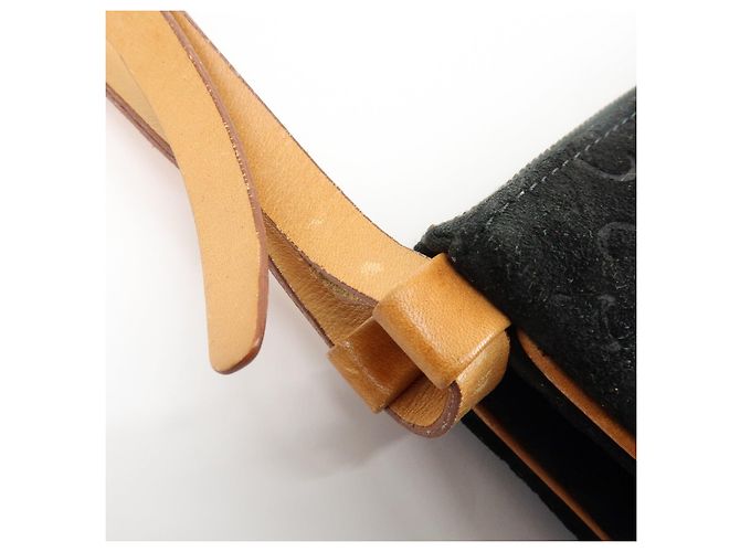 Céline Borsa a tracolla e borsa a mano CELINE C Macadam in pelle scamosciata Nero e Marrone - vista 11