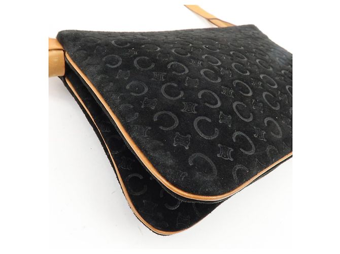 Céline Borsa a tracolla e borsa a mano CELINE C Macadam in pelle scamosciata Nero e Marrone - vista 12