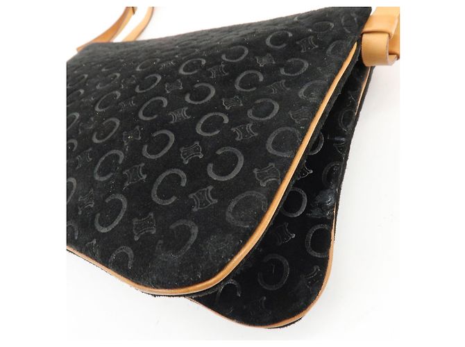 Céline Borsa a tracolla e borsa a mano CELINE C Macadam in pelle scamosciata Nero e Marrone - vista 13