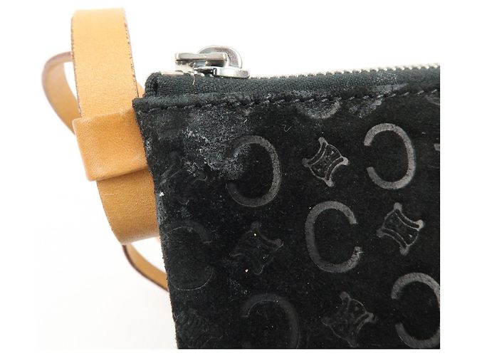 Céline Borsa a tracolla e borsa a mano CELINE C Macadam in pelle scamosciata Nero e Marrone - vista 16