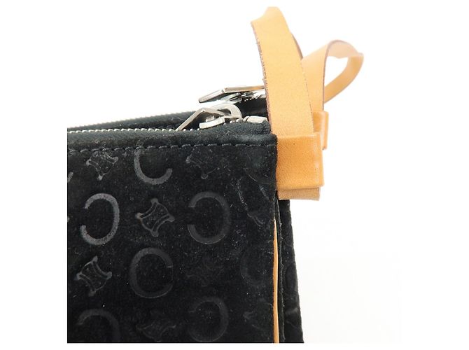 Céline Borsa a tracolla e borsa a mano CELINE C Macadam in pelle scamosciata Nero e Marrone - vista 17