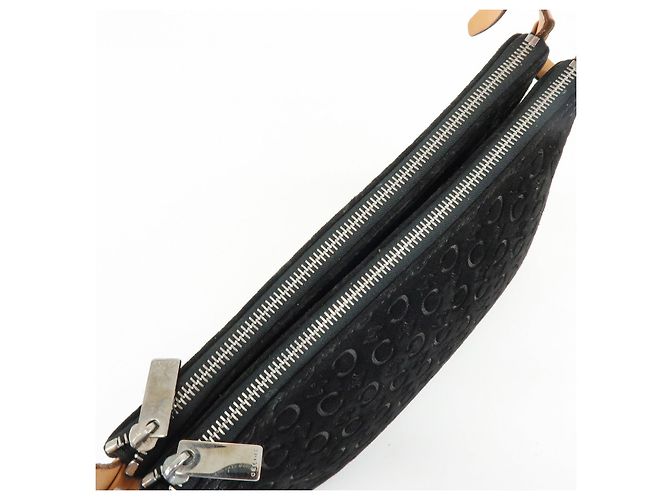 Céline Borsa a tracolla e borsa a mano CELINE C Macadam in pelle scamosciata Nero e Marrone - vista 19