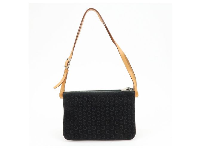 Céline Borsa a tracolla e borsa a mano CELINE C Macadam in pelle scamosciata Nero e Marrone - vista 2