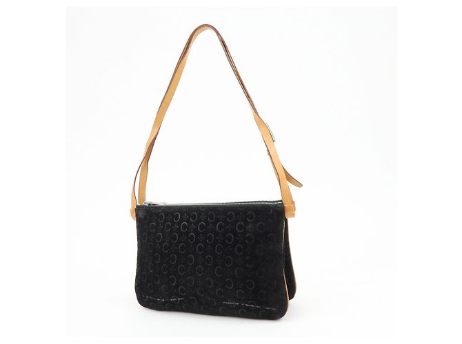 Céline Borsa a tracolla e borsa a mano CELINE C Macadam in pelle scamosciata Nero e Marrone - vista 3
