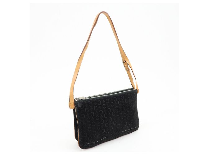 Céline Borsa a tracolla e borsa a mano CELINE C Macadam in pelle scamosciata Nero e Marrone - vista 4