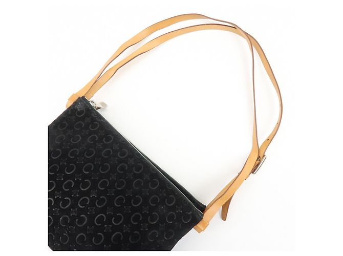 Céline Borsa a tracolla e borsa a mano CELINE C Macadam in pelle scamosciata Nero e Marrone - vista 6