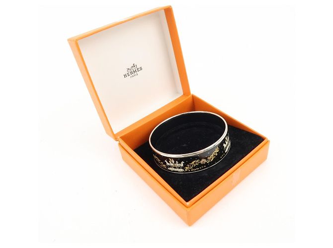Hermès Bracciale HERMES Email GM Plated Horse Bangle Nero Argento - vista 11