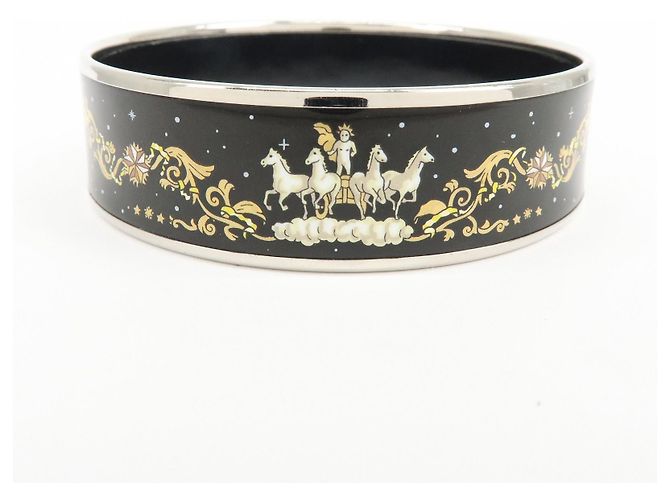 Hermès Bracciale HERMES Email GM Plated Horse Bangle Nero Argento - vista 2