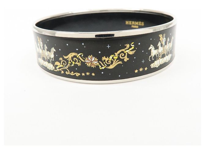 Hermès Bracciale HERMES Email GM Plated Horse Bangle Nero Argento - vista 3