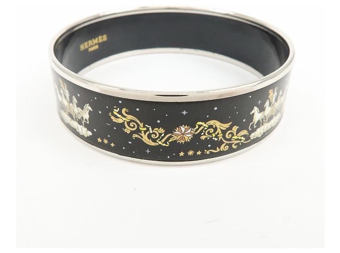 Hermès Bracciale HERMES Email GM Plated Horse Bangle Nero Argento - vista 4