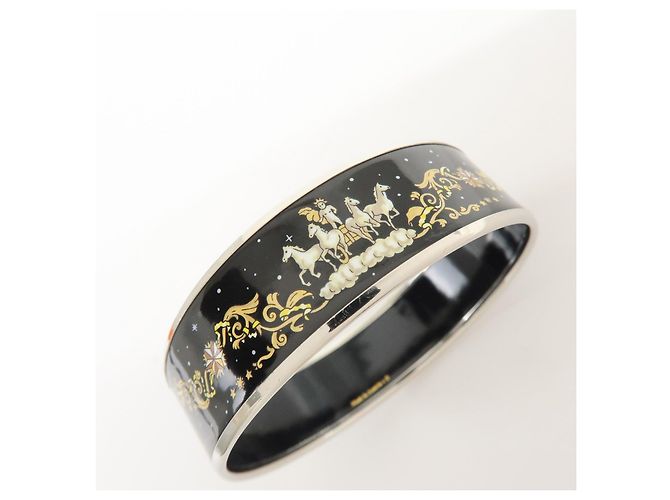 Hermès Bracciale HERMES Email GM Plated Horse Bangle Nero Argento - vista 6