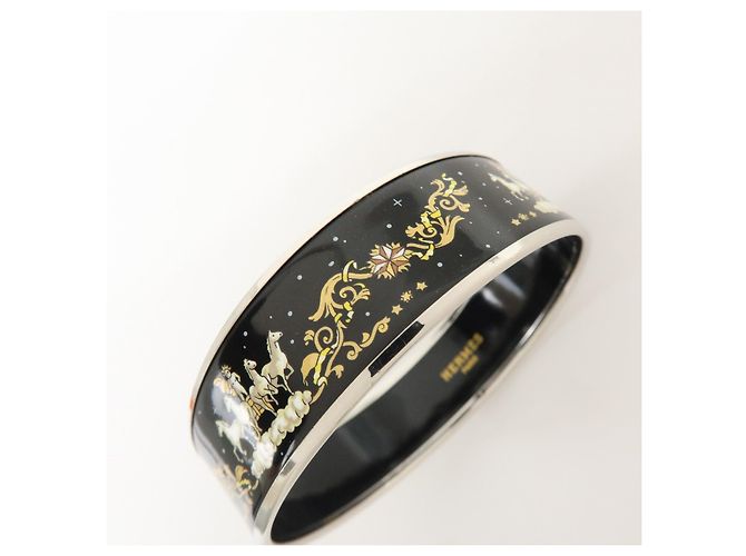 Hermès Bracciale HERMES Email GM Plated Horse Bangle Nero Argento - vista 7