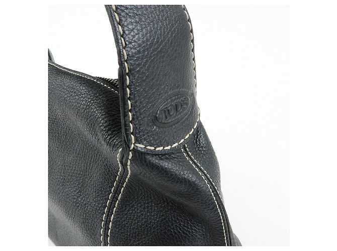 Borsa a tracolla e borsa a mano in pelle con cuciture logo TOD'S Nero - vista 18