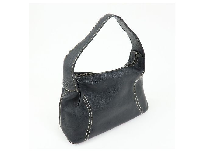 Borsa a tracolla e borsa a mano in pelle con cuciture logo TOD'S Nero - vista 4
