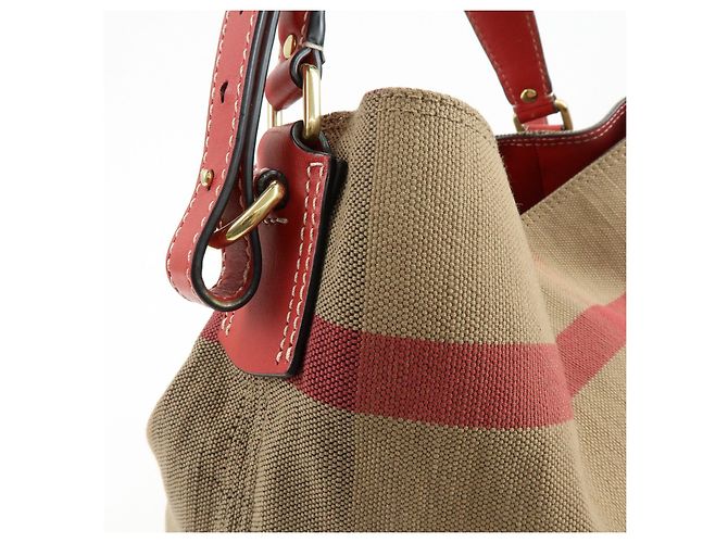 Borsa a mano e a tracolla 2Way Burberry Nova Plaid in Canvas e Pelle Beige - vista 15