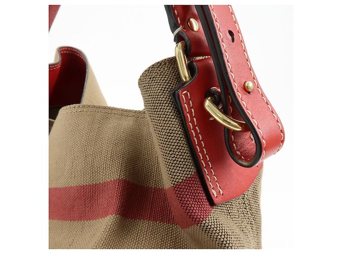 Borsa a mano e a tracolla 2Way Burberry Nova Plaid in Canvas e Pelle Beige - vista 17