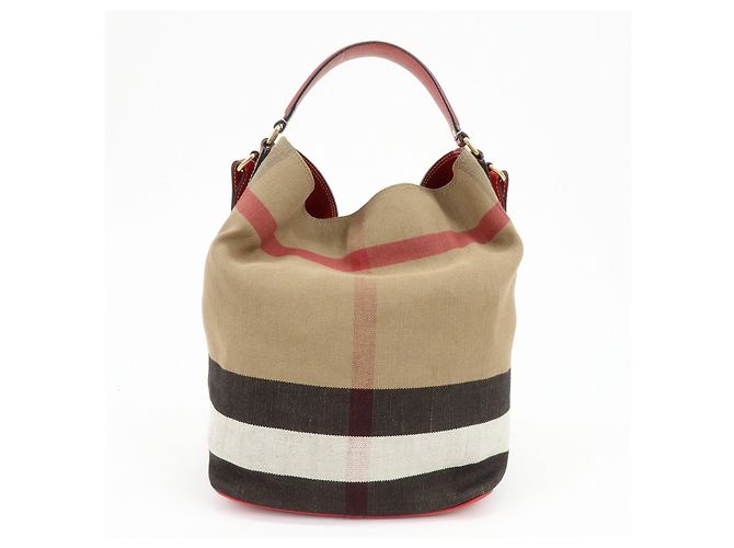 Borsa a mano e a tracolla 2Way Burberry Nova Plaid in Canvas e Pelle Beige - vista 2