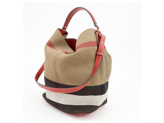Borsa a mano e a tracolla 2Way Burberry Nova Plaid in Canvas e Pelle Beige - vista 3