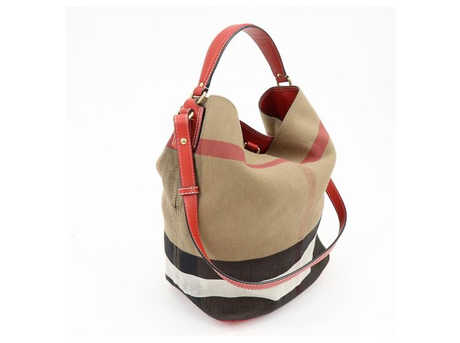 Borsa a mano e a tracolla 2Way Burberry Nova Plaid in Canvas e Pelle Beige - vista 4