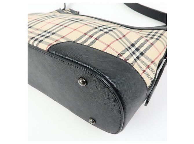 Borsa a tracolla BURBERRY Nova Plaid in tela e pelle Beige Black - vista 11