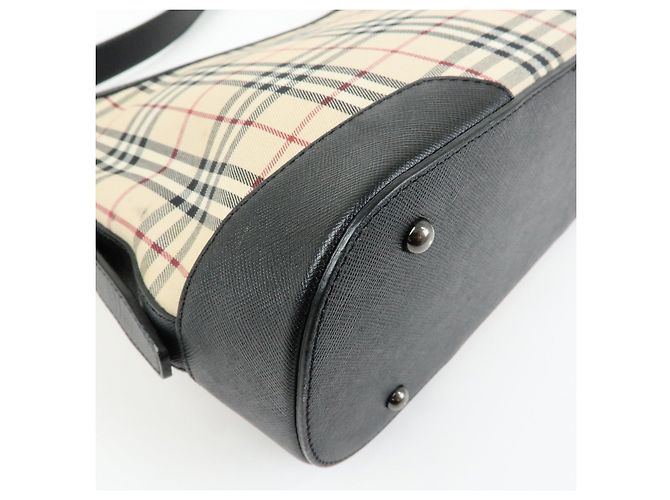 Borsa a tracolla BURBERRY Nova Plaid in tela e pelle Beige Black - vista 12