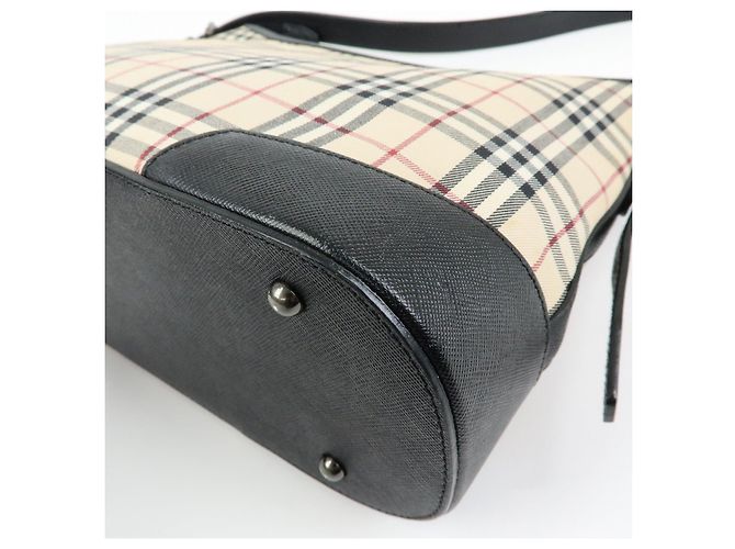 Borsa a tracolla BURBERRY Nova Plaid in tela e pelle Beige Black - vista 13