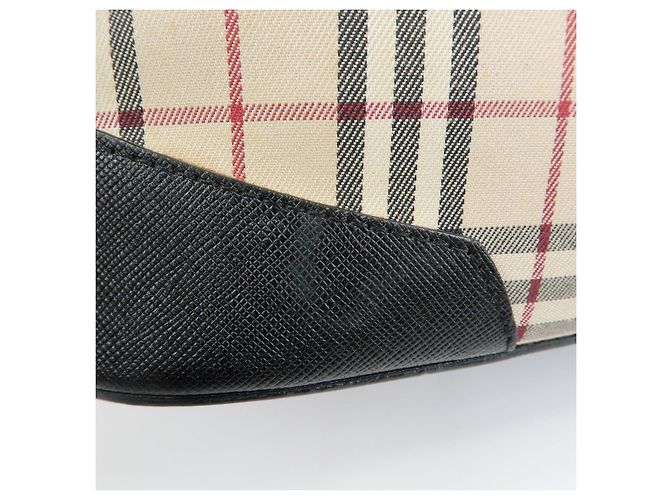 Borsa a tracolla BURBERRY Nova Plaid in tela e pelle Beige Black - vista 14