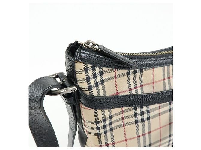 Borsa a tracolla BURBERRY Nova Plaid in tela e pelle Beige Black - vista 16