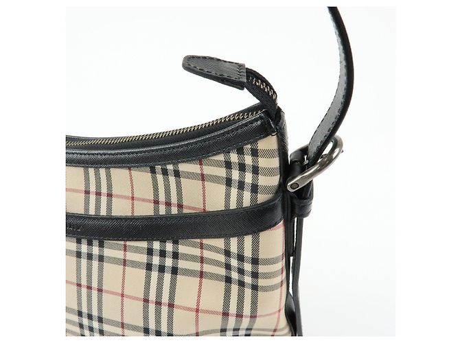 Borsa a tracolla BURBERRY Nova Plaid in tela e pelle Beige Black - vista 17