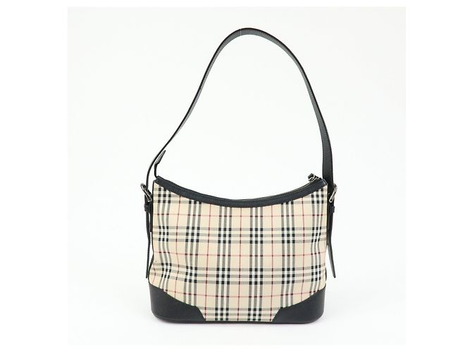 Borsa a tracolla BURBERRY Nova Plaid in tela e pelle Beige Black - vista 2