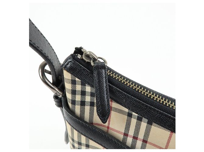 Borsa a tracolla BURBERRY Nova Plaid in tela e pelle Beige Black - vista 20
