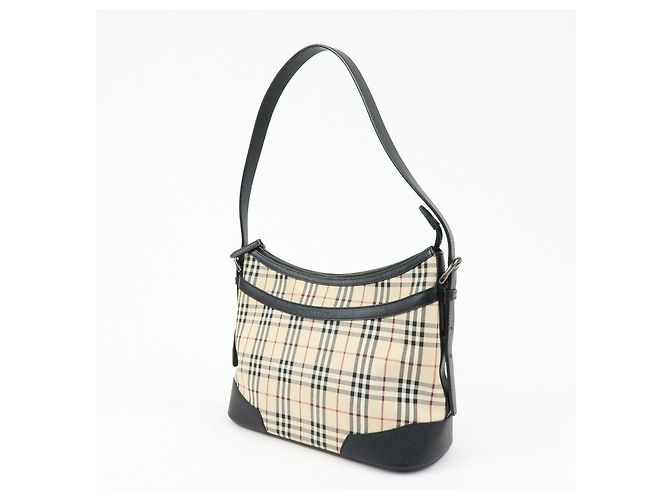 Borsa a tracolla BURBERRY Nova Plaid in tela e pelle Beige Black - vista 3
