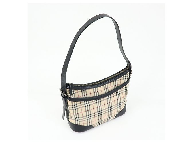 Borsa a tracolla BURBERRY Nova Plaid in tela e pelle Beige Black - vista 4