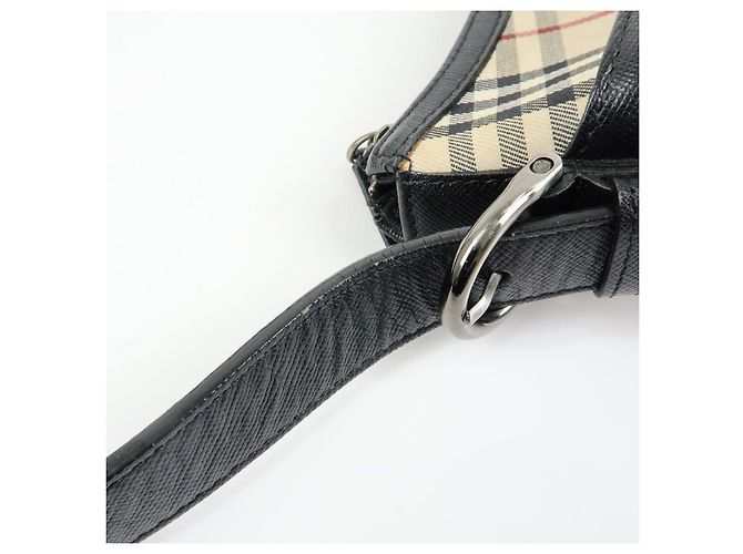 Borsa a tracolla BURBERRY Nova Plaid in tela e pelle Beige Black - vista 8