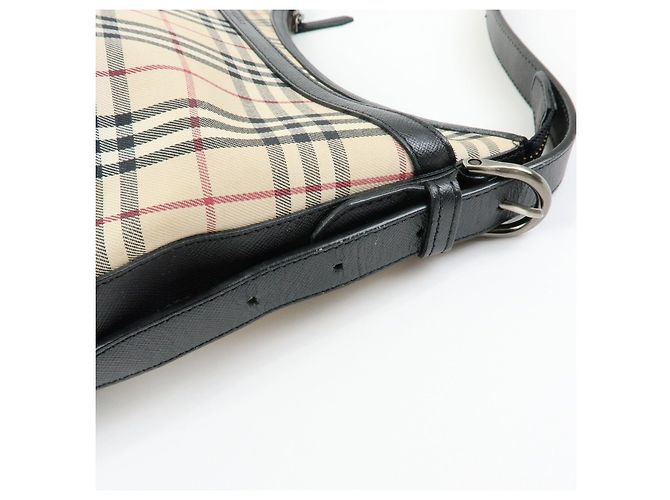 Borsa a tracolla BURBERRY Nova Plaid in tela e pelle Beige Black - vista 9