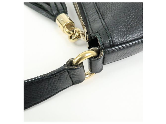 Borsa a tracolla in pelle GUCCI SOHO Interlocking G con nappina Nero 308361 - vista 10