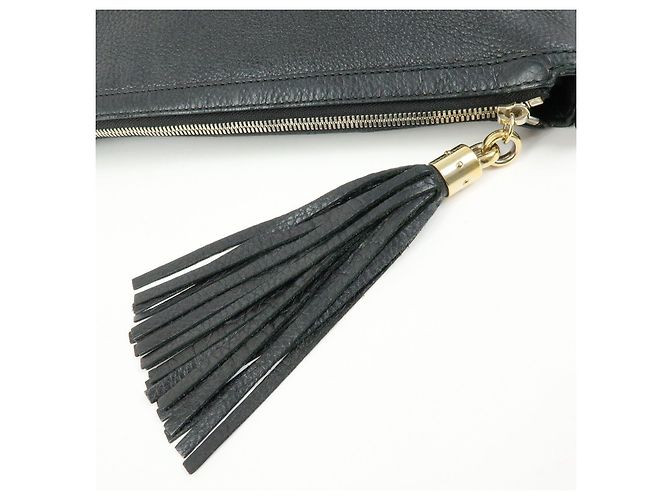 Borsa a tracolla in pelle GUCCI SOHO Interlocking G con nappina Nero 308361 - vista 13