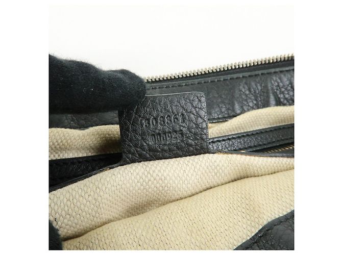 Borsa a tracolla in pelle GUCCI SOHO Interlocking G con nappina Nero 308361 - vista 24
