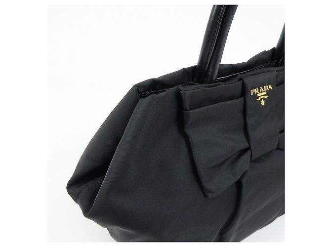 Borsa tote a mano PRADA in nylon e pelle con nastro Nero BN1601 - vista 16
