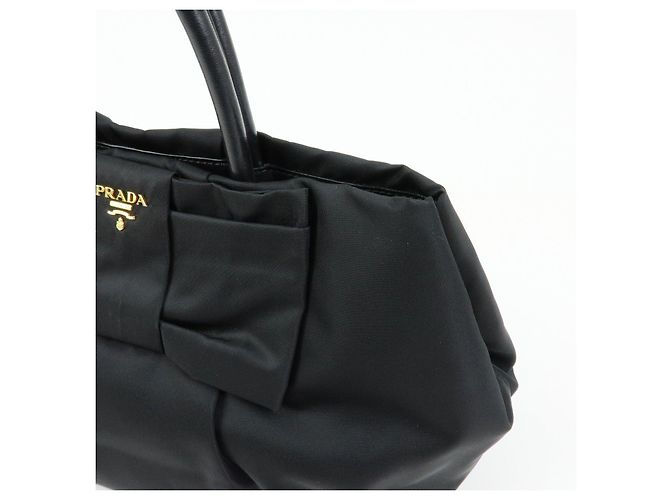Borsa tote a mano PRADA in nylon e pelle con nastro Nero BN1601 - vista 17