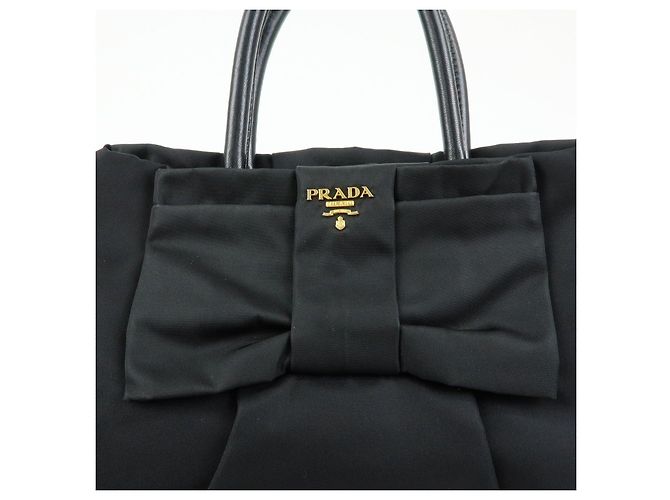 Borsa tote a mano PRADA in nylon e pelle con nastro Nero BN1601 - vista 20