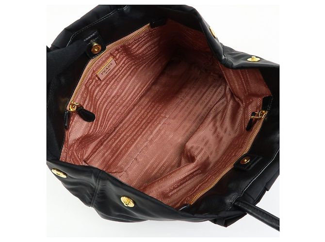 Borsa tote a mano PRADA in nylon e pelle con nastro Nero BN1601 - vista 21