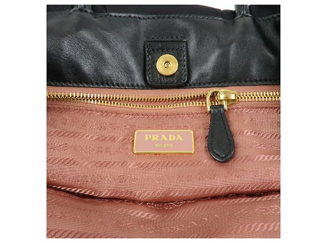 Borsa tote a mano PRADA in nylon e pelle con nastro Nero BN1601 - vista 24