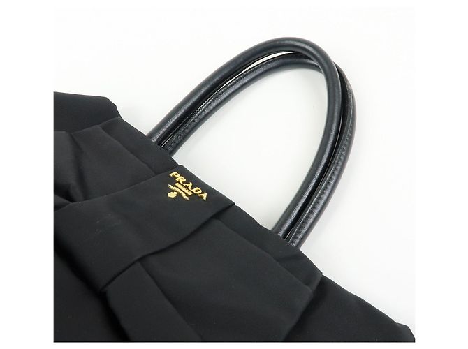 Borsa tote a mano PRADA in nylon e pelle con nastro Nero BN1601 - vista 6