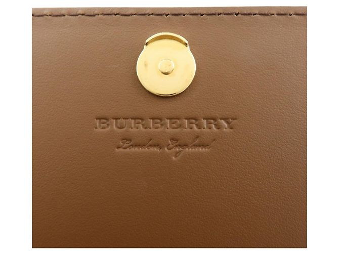 Borsa a tracolla con catena BURBERRY Nova Plaid in pelle e tela Brown Beige - vista 11